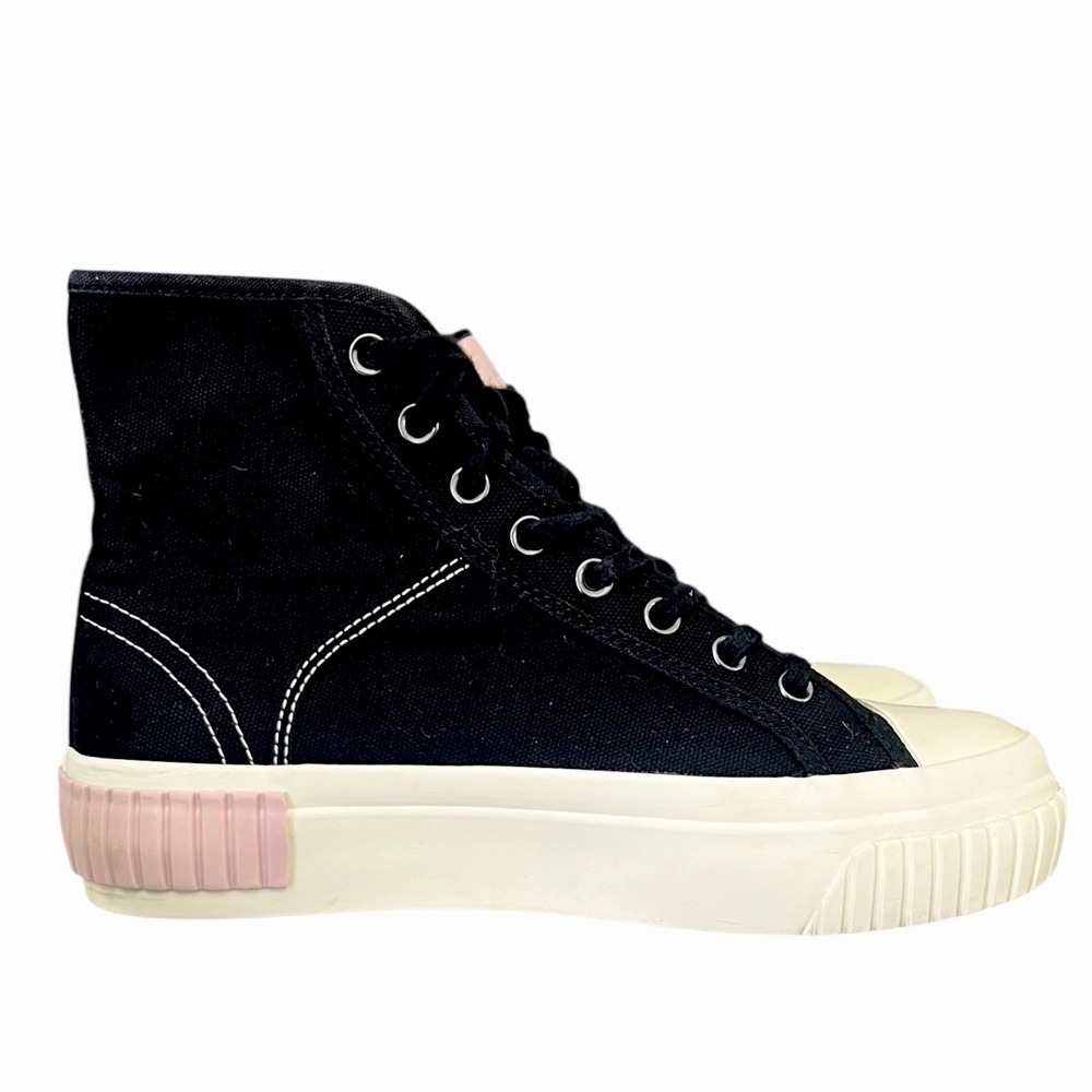 ALLSAINTS Dana Platform High Top Canvas Sneakers Black Pink‎ Women's Size 8